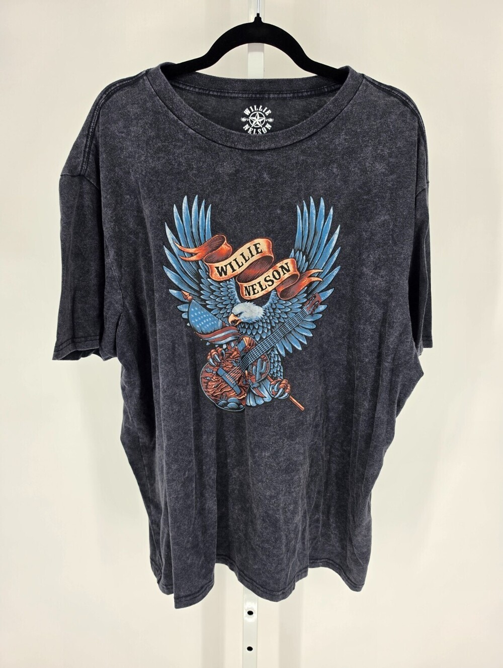 Willie Nelson Mens Sz XXL Short Sleeve Graphic Band T Shirt Stone Wash